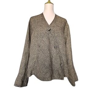 Flax by Jeanne Engelhart‎ Linen Jacket Top L Oversized Button Front Lagenlook